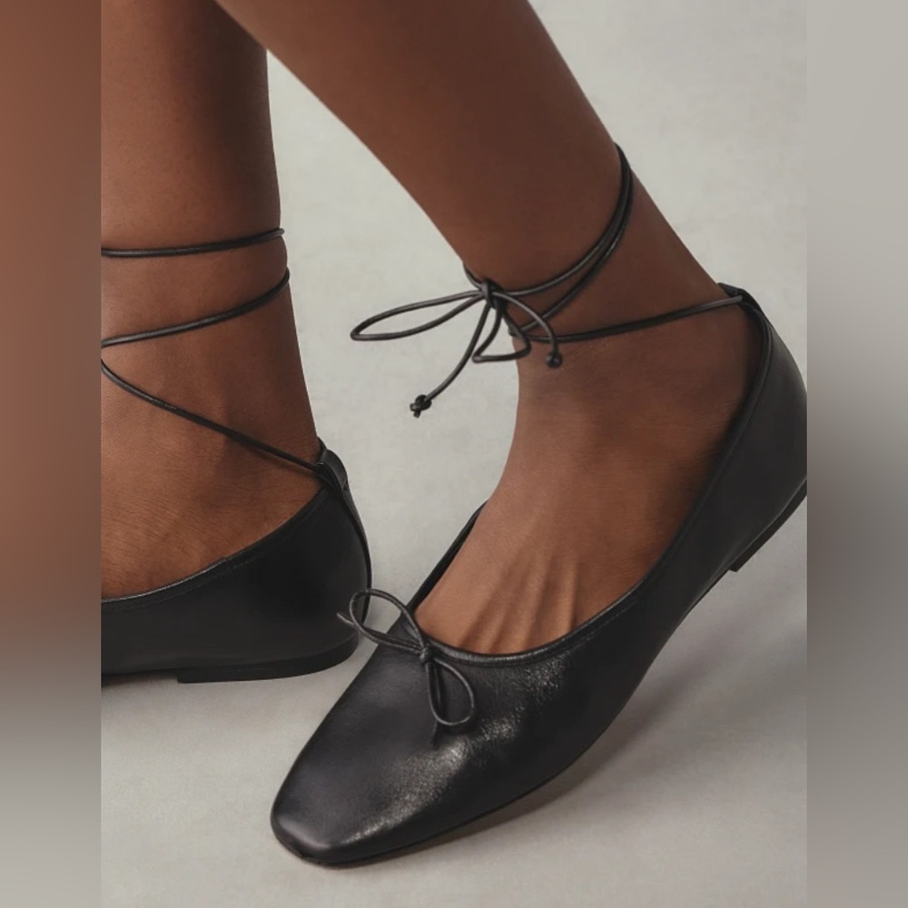 Maeve Black Tie-Up Ballet Flats
